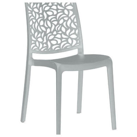 Conjunto de 4 sillas de resina monobloque London Stone de Flow en gris salvia