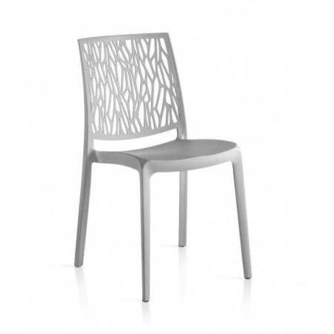 Conjunto de 4 sillas de resina monobloque "London Twist" de Flow, color gris claro