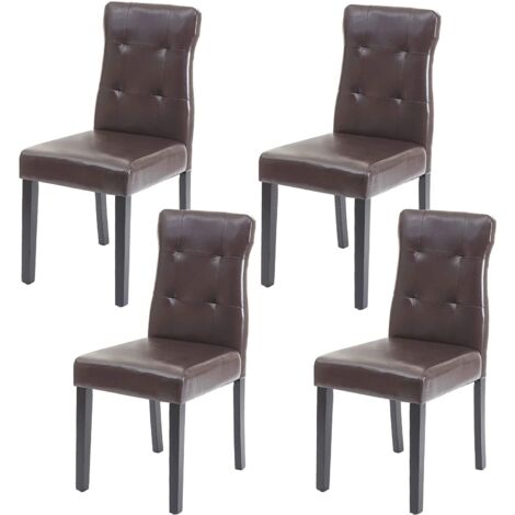 Conjunto de 4 sillas sintéticas marrones con patas de madera oscura CDS04544