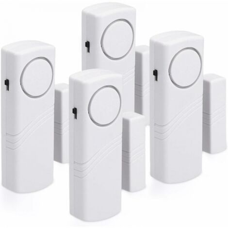 Conjunto de 4 sistemas de alarma antirrobo inalámbricos: seguridad para el hogar contra robos, funcionamiento magnético.