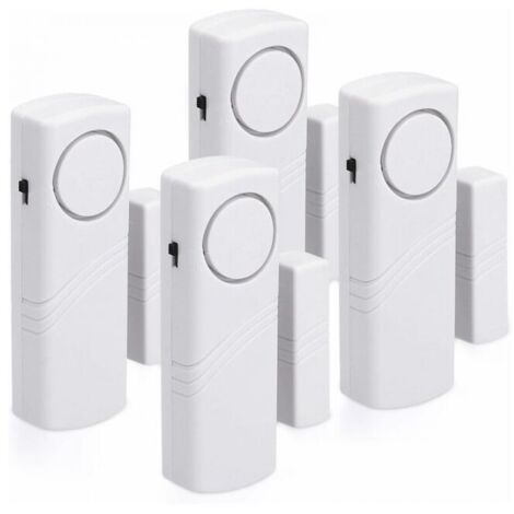 Conjunto de 4 sistemas de alarma antirrobo inalámbricos: seguridad para el hogar contra robos, funcionamiento magnético.