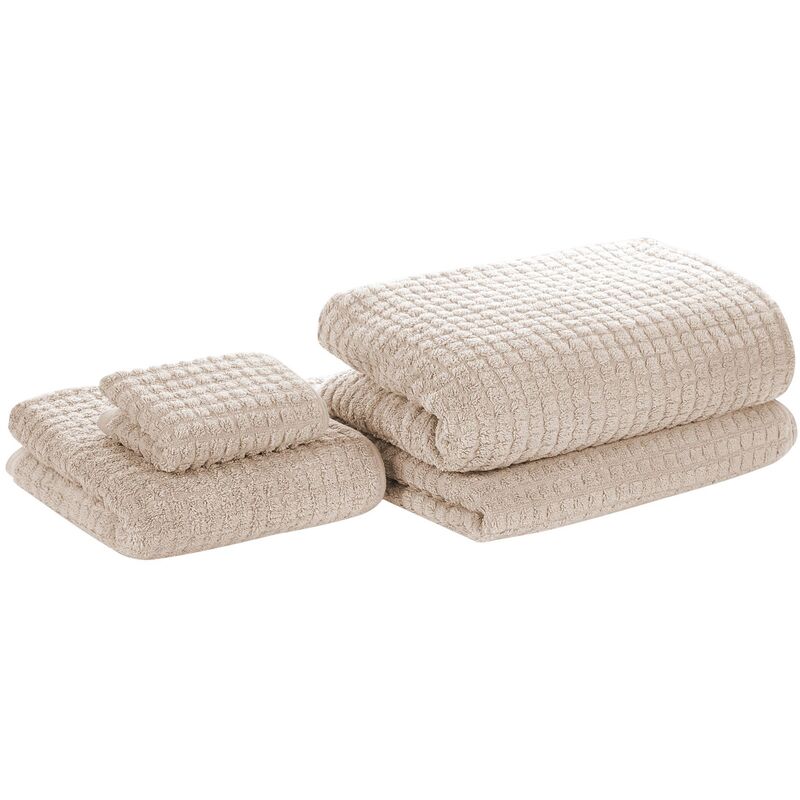

Conjunto de 4 toallas de algodón beige ATAI