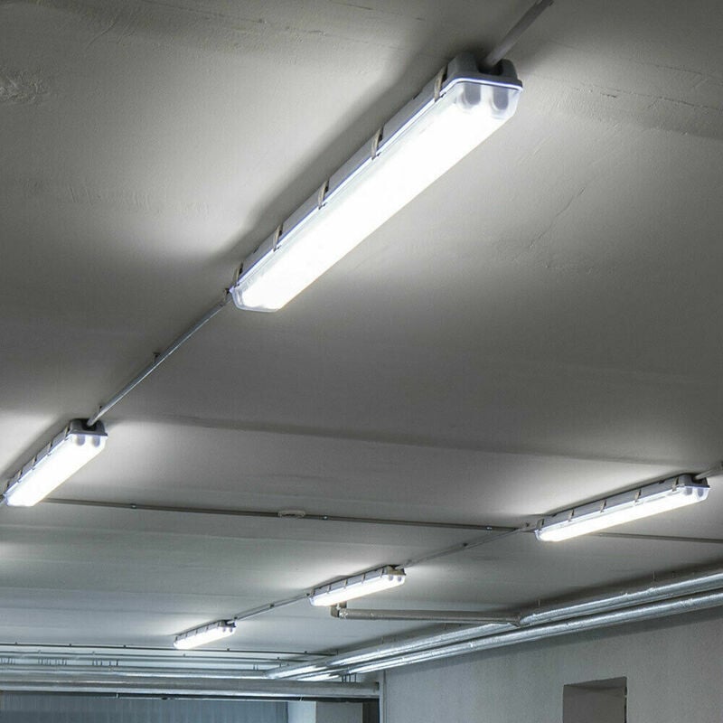 

Lámpara de techo LED de 5x para bañera de 36 vatios para habitaciones húmedas y mojadas IP65 6400K BLANCO FRÍO 1700lm para taller, garaje, bodega y