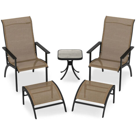 Conjunto de 5 muebles de exterior 81 x 65 x 106 cm cómodos y prácticos diseño rústico en tela marrón 200011823