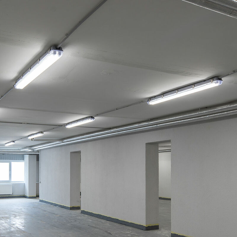

Conjunto de 5 bañeras LED, lámparas, almacenes, talleres industriales, techos, luces, garajes, tubos, 4000K