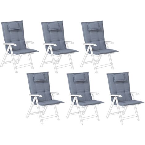 Conjunto de 6 cojines para silla de jardín azul asiento respaldo comodidad descanso Java/Amantea