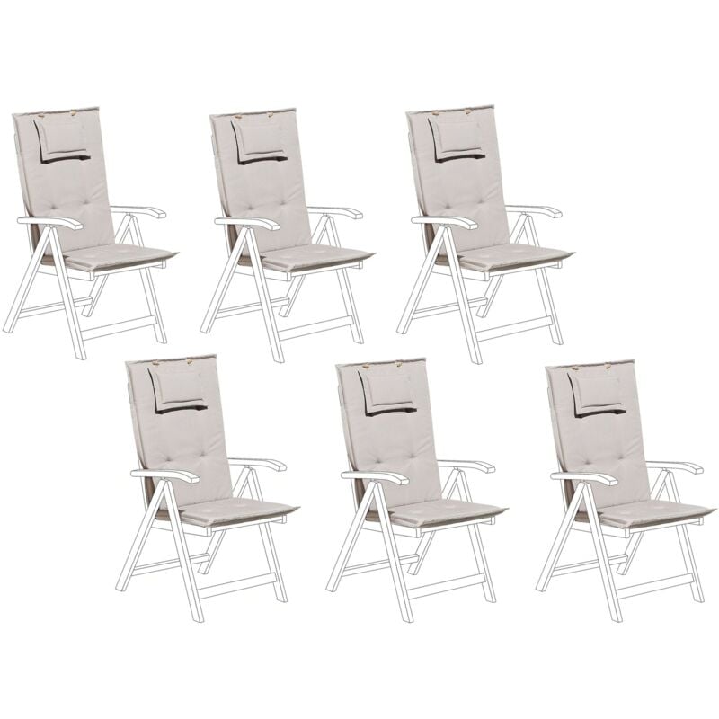 

Conjunto de 6 cojines para silla de jardín gris/beige TOSCANA/JAVA