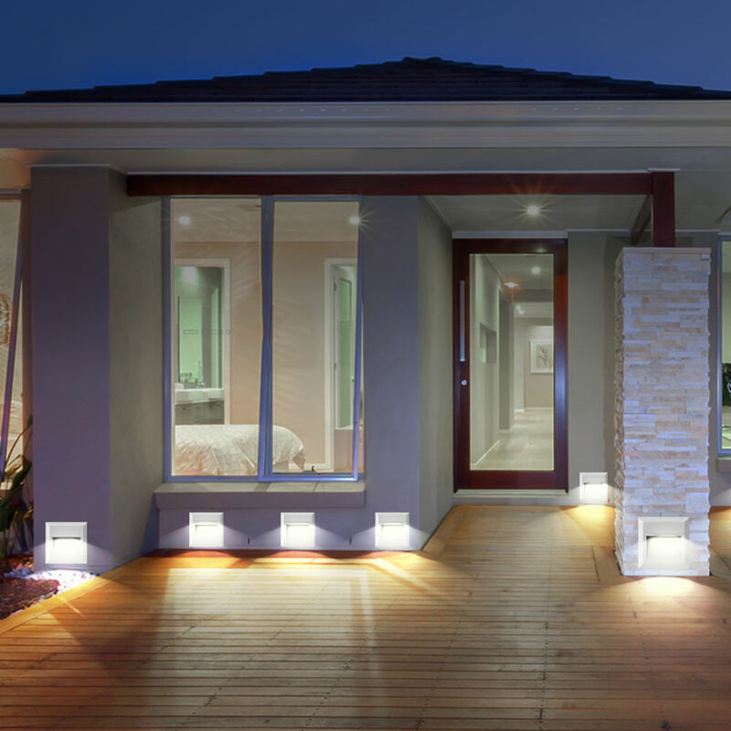 

Juego de 6 elegantes apliques LED para veranda, escalones blancos, focos para exteriores, lámparas, luces
