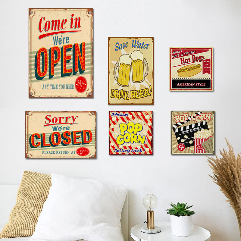 

Conjunto 6 impresiones en tela canvas cuadros vintage marco de madera Friday