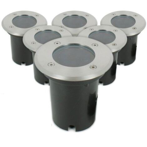 Conjunto de 6 luces empotradas en el suelo INOX 304 GU10
