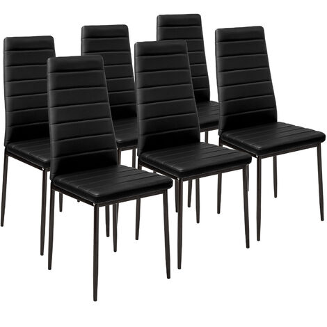 TECTAKE Conjunto de 6 sillas de comedor de polipiel - sillas para salón de diseño, sillas de comedor modernas de acero lacado, asientos de comedor para casa