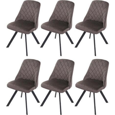 Conjunto de 6 sillas de comedor reclinables tapizadas en terciopelo marrón pespunte decorativo patas metálicas CDS04678