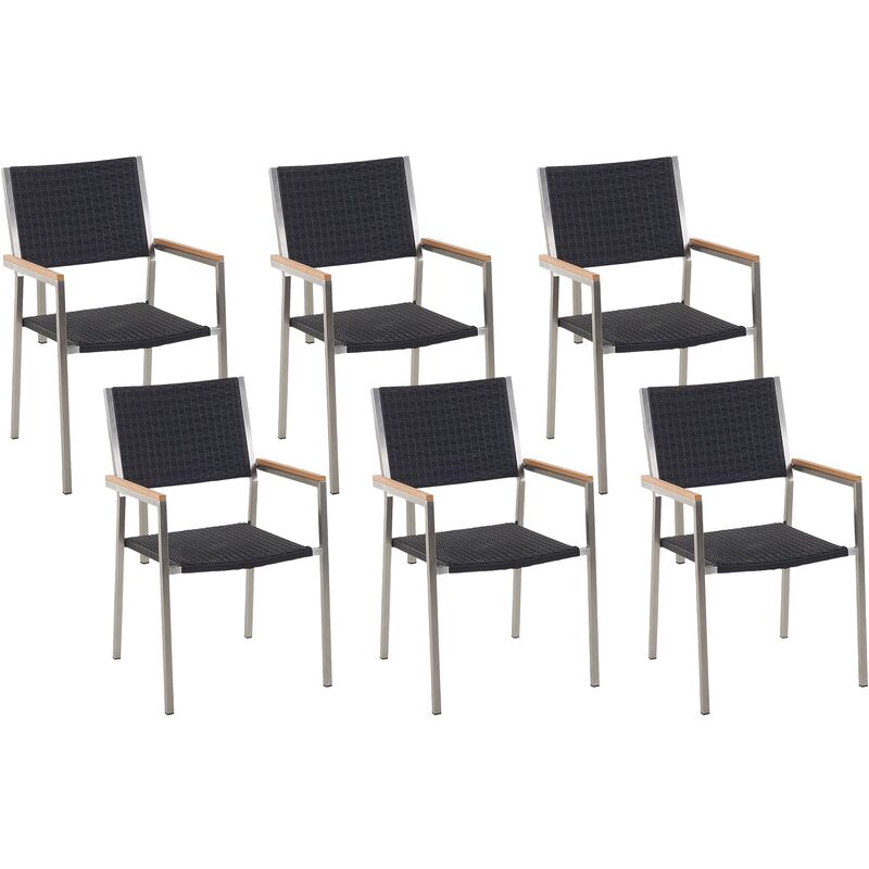 

Conjunto de 6 sillas de jardín en ratán negro GROSSETO