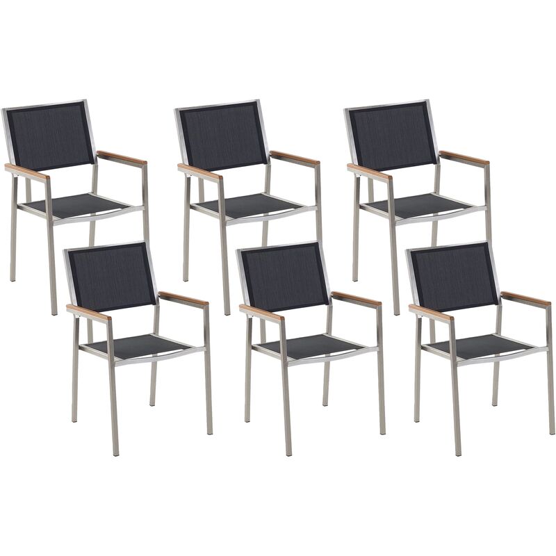 

Conjunto de 6 sillas de jardín negras GROSSETO