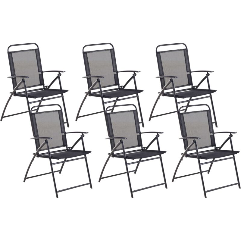 

Conjunto de 6 sillas de jardín de acero negro LIVO