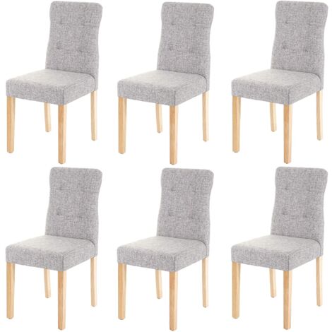 Conjunto de 6 sillas en tela gris con patas de madera clara CDS04645