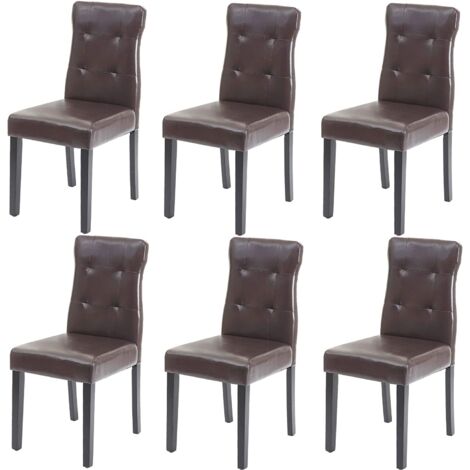 Conjunto de 6 sillas sintéticas marrones con patas de madera oscura CDS04644