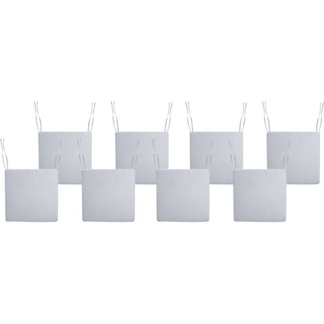 Conjunto de 8 cojines de asiento para sillas de jardín de tela de poliéster resistente a los rayos UV gris claro Sassari