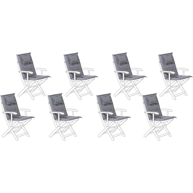 

Beliani - Conjunto de 8 cojines para la silla de jardín gris MAUI