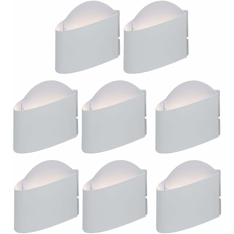 

Conjunto de 8 apliques LED, fachadas, terrazas, iluminación de patio, blanco IP44