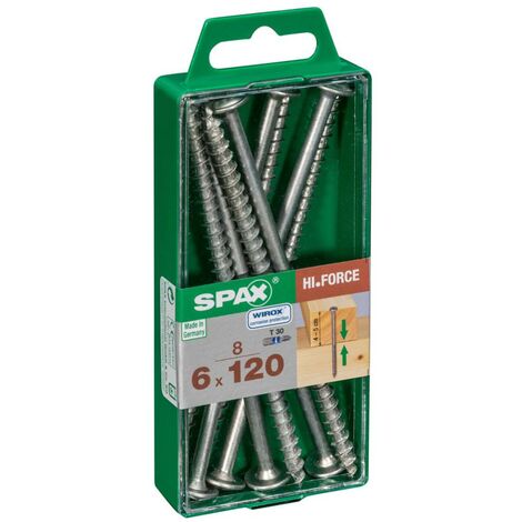 Conjunto De 8 Tornillos Planteado Acero Cabeza Avellanada Spax Torx, Diam.6 Mm X L.120 Mm