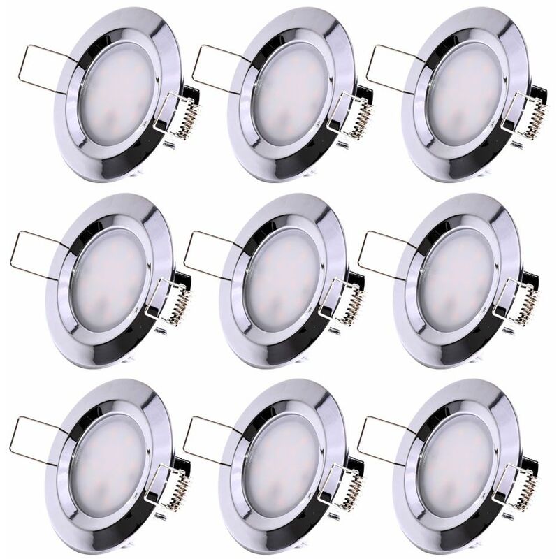 

Set de 9 plafones LED empotrables baño ALU focos focos lámparas DIMMABLE