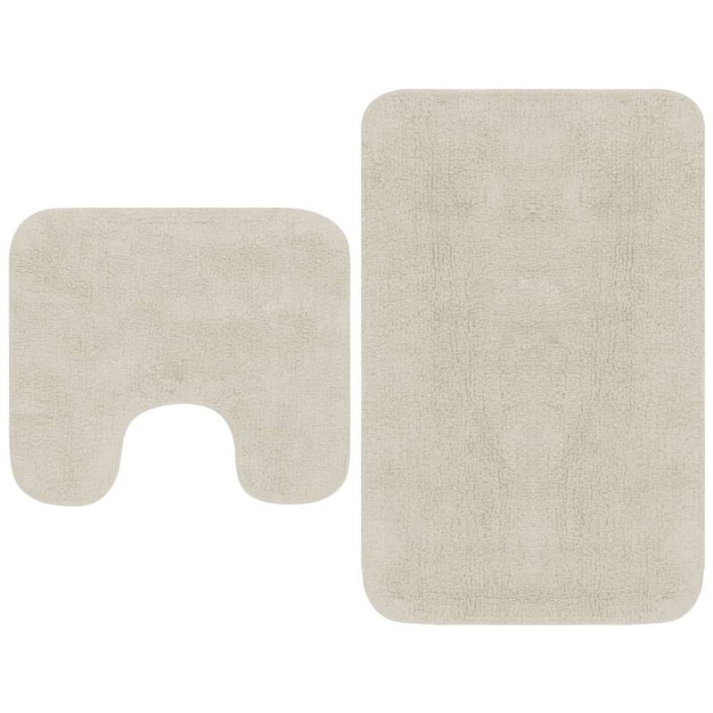 Conjunto de alfombrillas de baño de tela 2 piezas blanco Vidaxl Blanco