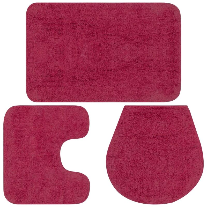 Conjunto de alfombrillas de baño de tela 3 piezas fucsia Vidaxl Rosa