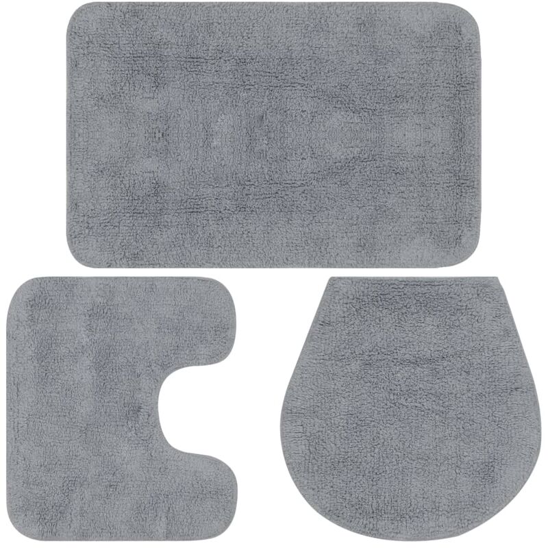 

Conjunto de alfombrillas de baño de tela 3 piezas gris