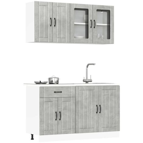 Conjunto de armarios de cocina de 4 piezas "Lucca" de, madera de ingeniería gris hormigón