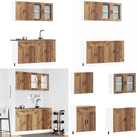 Conjunto de armarios de cocina de 4 piezas "Porto" de en madera de ingeniería - Armarios de madera - Armarios de cocina de 4 piezas