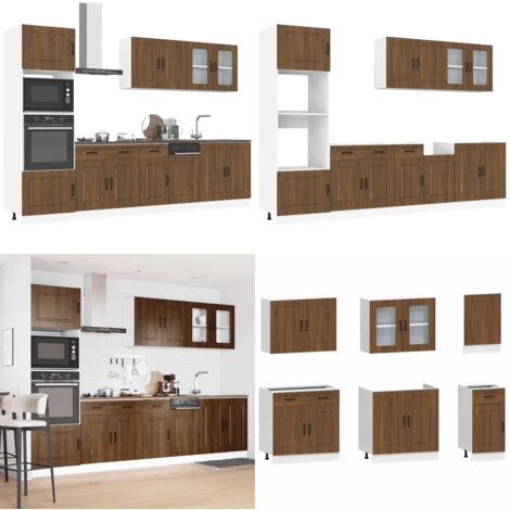 Conjunto de armarios de cocina de 7 piezas "Kalmar" de en madera de ingeniería de roble marrón - Cocina - Almacenamiento