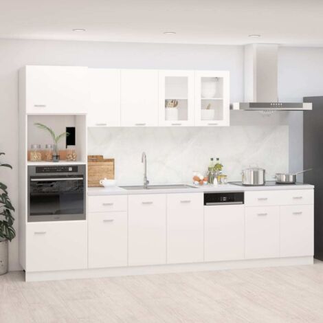 Conjunto de armarios de cocina de 7 piezas "Lyon" de madera de ingeniería blanca vidaXL