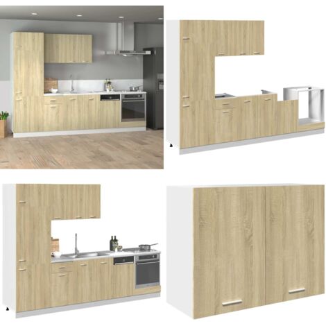 Conjunto de armarios de cocina "Lyon" de 7 piezas de madera de ingeniería de roble Sonoma - Armarios de cocina de madera - Armarios de cocina de roble Sonoma