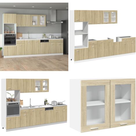 Conjunto de armarios de cocina "Lyon" de 7 piezas de madera de ingeniería de roble Sonoma - Armarios de madera - Armarios de cocina de roble