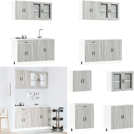 Conjunto de armarios de cocina "Porto" de 4 piezas en madera de ingeniería Sonoma gris - Armarios de cocina de madera - Armarios de cocina Sonoma