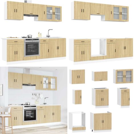 Conjunto de armarios de cocina "Porto" de 8 piezas de madera de ingeniería de roble Sonoma - Armarios de madera - Armarios de cocina de 8 piezas