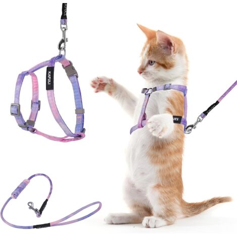 Conjunto de arnés y correa ajustables y a prueba de escapes para gatos (morado degradado) - 1 unidad