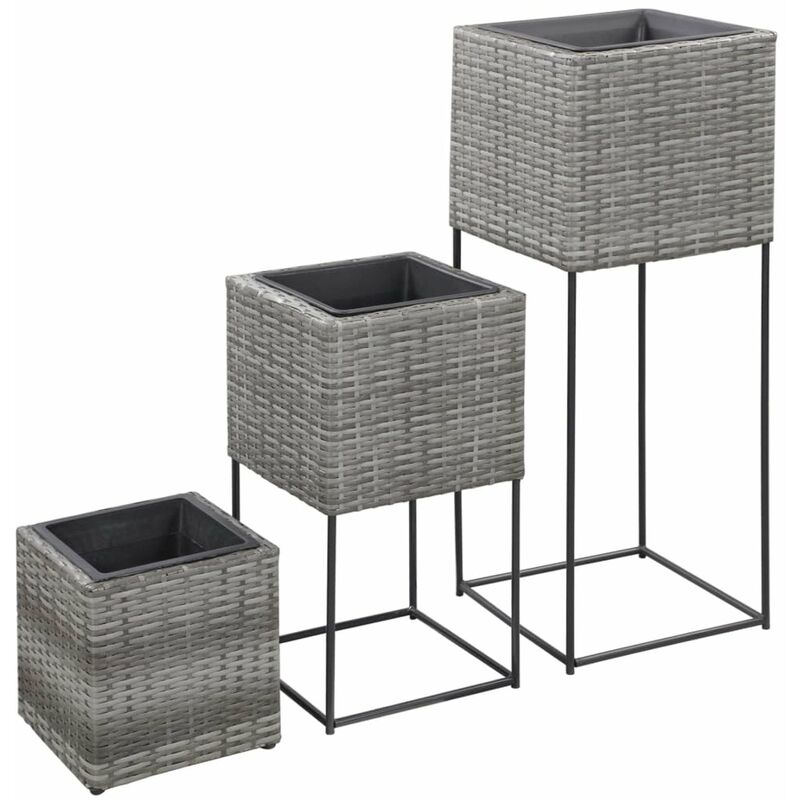 

Conjunto de arriate 3 piezas ratan sintetico gris