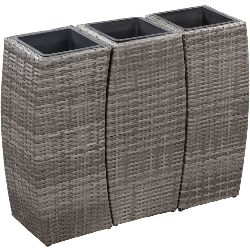 

Conjunto de arriate 3 piezas ratán sintético gris
