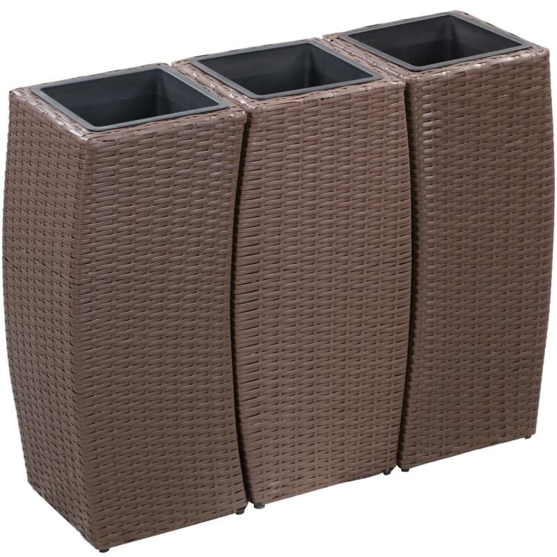 

Conjunto de arriate 3 piezas ratán sintético marrón