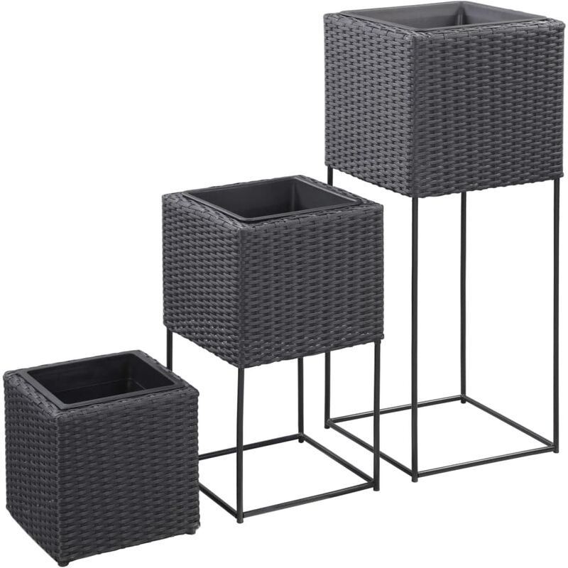 

Conjunto de arriate de ratán sintético negro 3 piezas - Negro