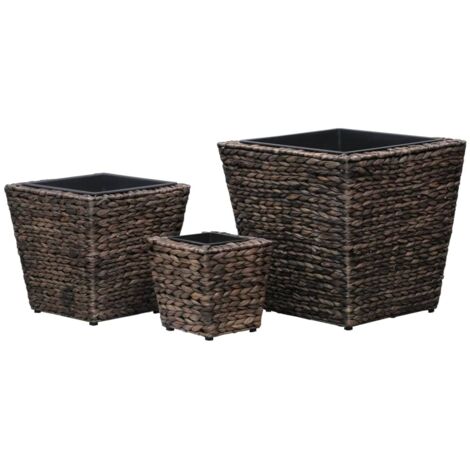 Conjunto de arriates 3 piezas jacinto de agua marrón