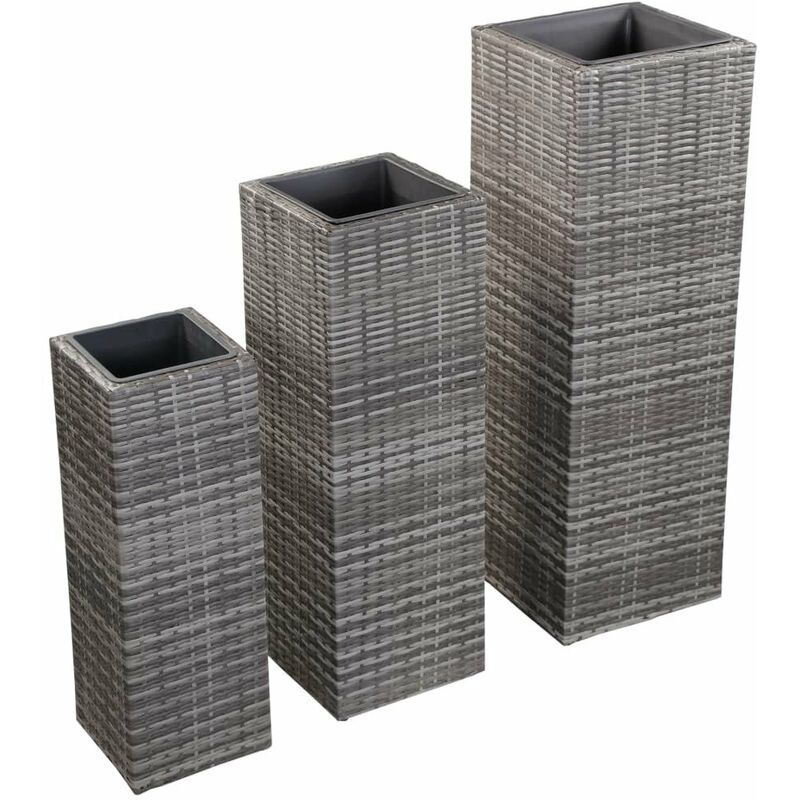 

Conjunto de arriates 3 piezas ratan sintetico gris