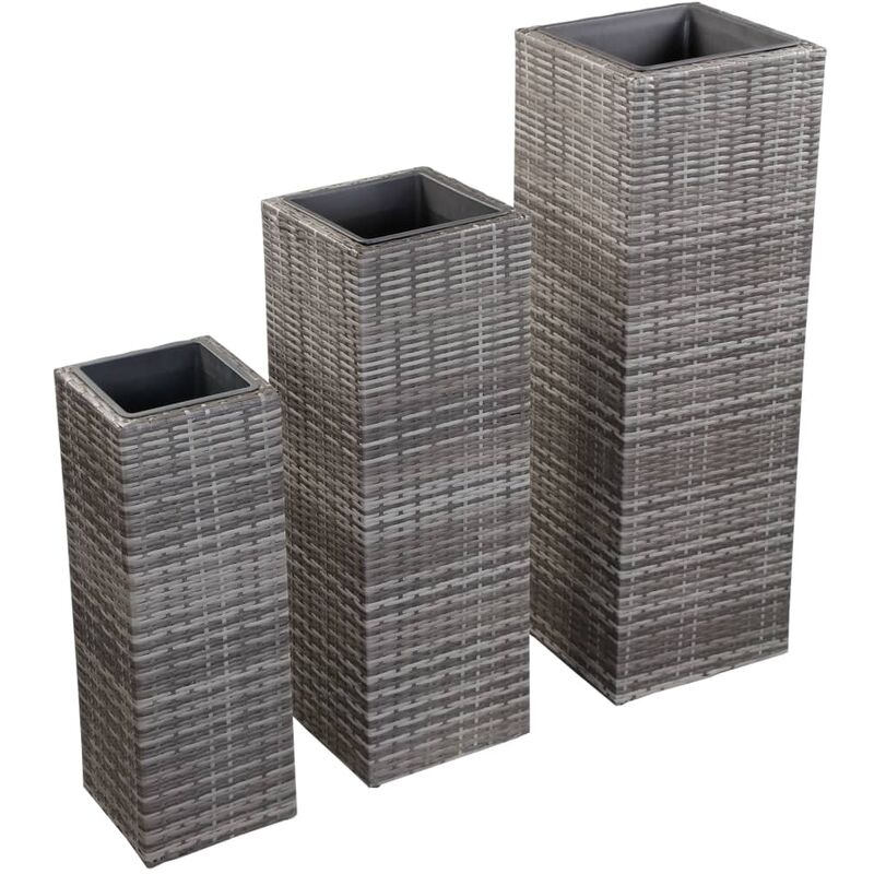 

Conjunto de arriates 3 piezas ratán sintético gris