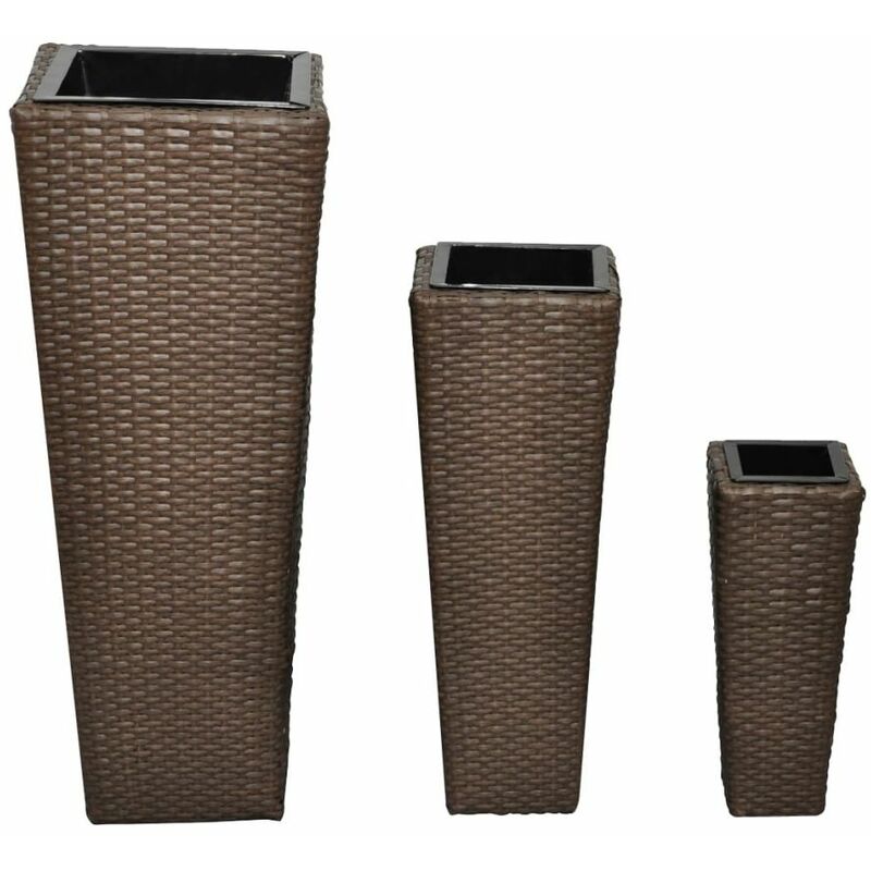 

Conjunto de arriates 3 piezas ratan sintetico marron