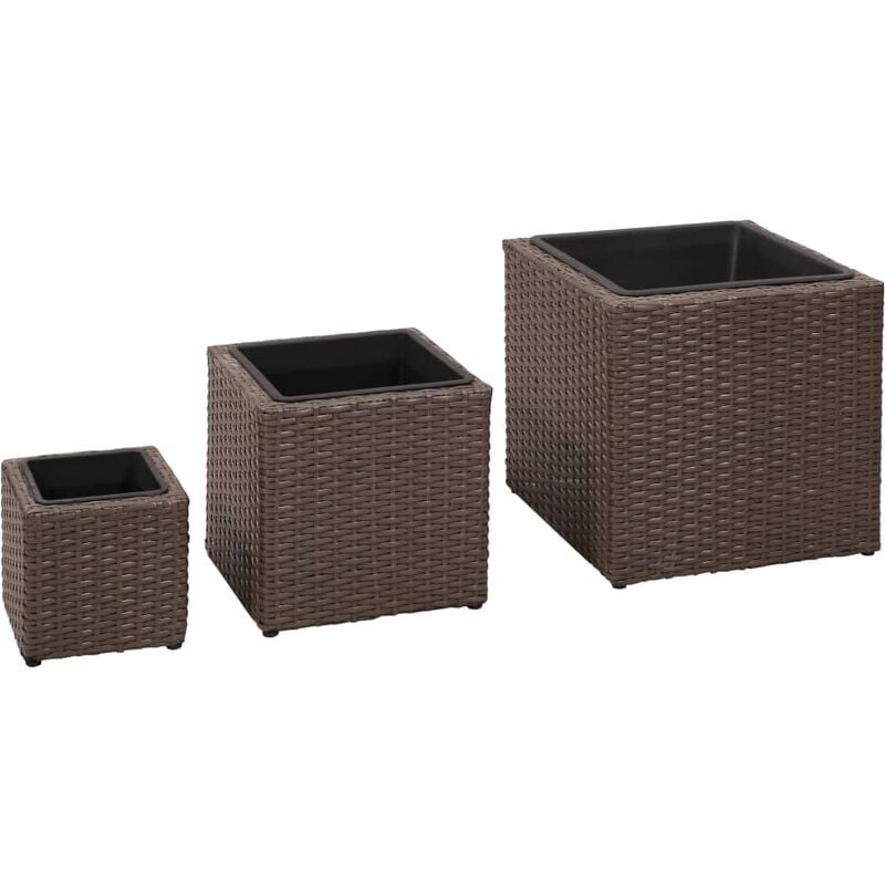 

Conjunto de arriates 3 piezas ratán sintético marrón