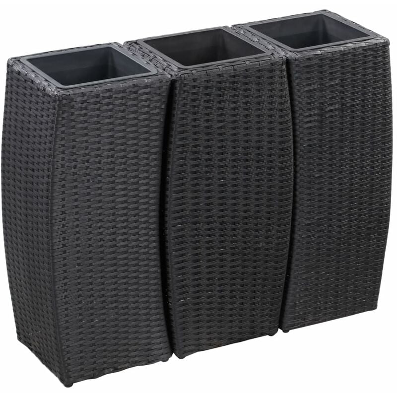 

Conjunto de arriates de ratán sintético negro 3 piezas