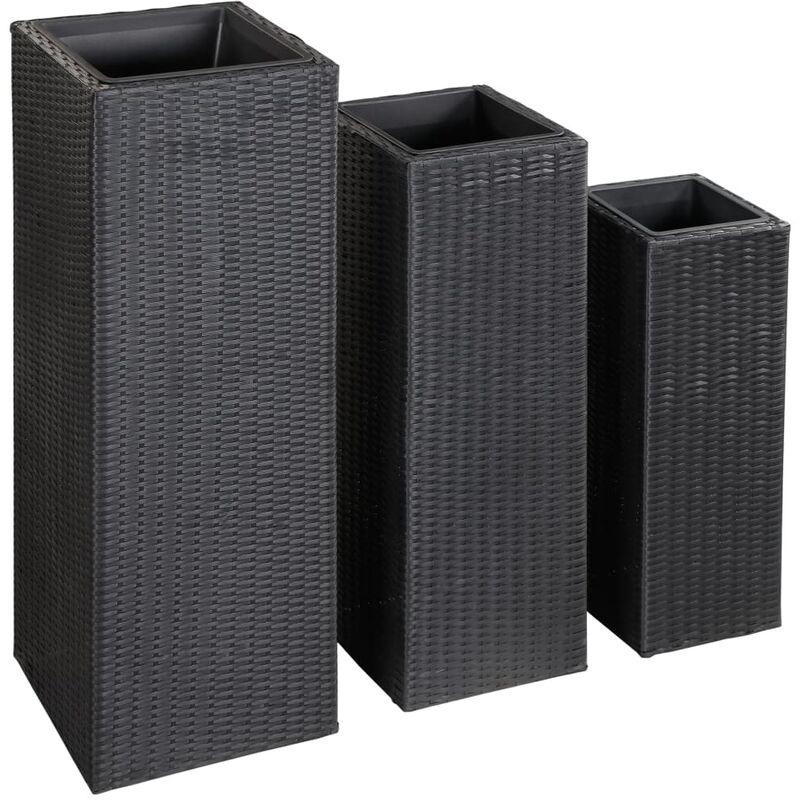 

Conjunto de arriates de ratán sintético negro 3 piezas