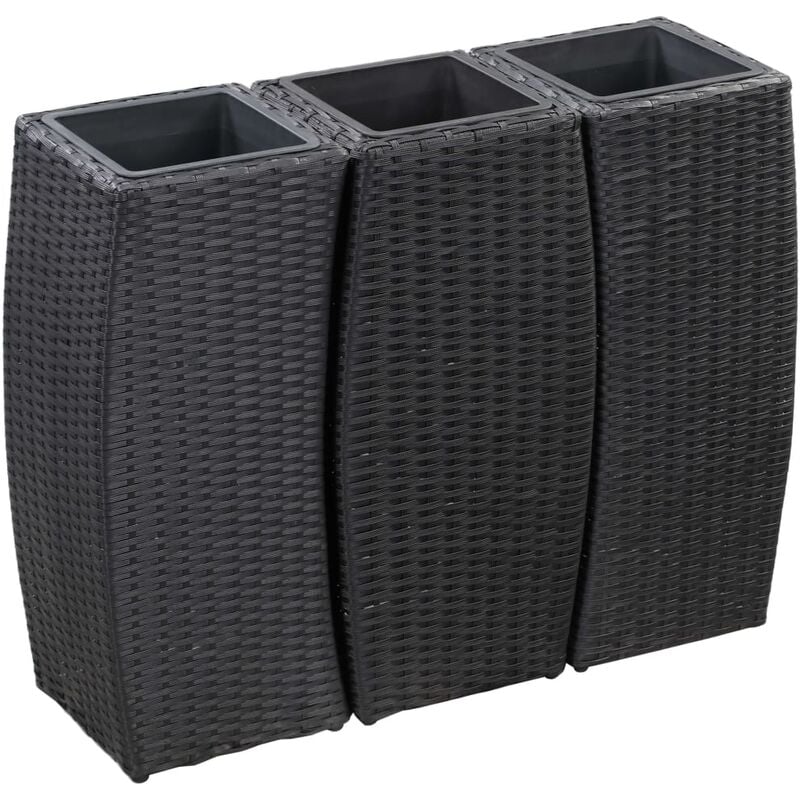 

Conjunto de arriates de ratán sintético negro 3 piezas - Negro
